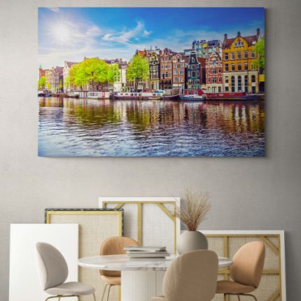 huisjes aan water wanddecoratie