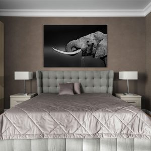 olifant wanddecoratie slaapkamer boven bed