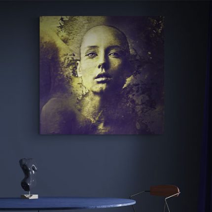 wanddecoratie portret vrouw zwart goud voor je werkkamer