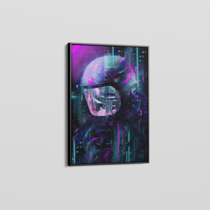 Glitched astronaut framed canvas